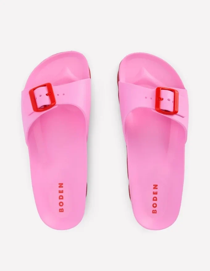 Lyla Single Buckle Sliders Pink/Red