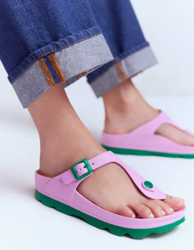 Lyla Toe Post Sandals Pink/Green