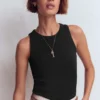 Lyra Ribbed Cotton Tank Black Lyra Ribbed Cotton Tank Black