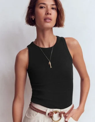 Lyra Ribbed Cotton Tank Black
