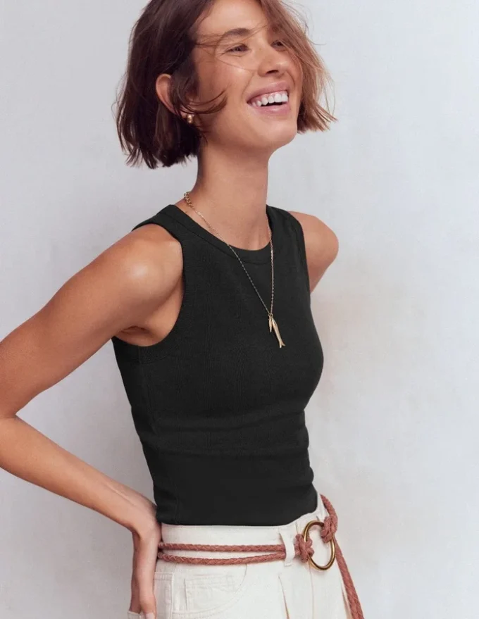 Lyra Ribbed Cotton Tank Black Lyra Ribbed Cotton Tank Black