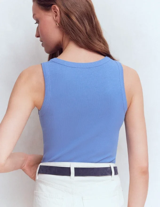 Lyra Ribbed Cotton Tank Cabin Blue Lyra Ribbed Cotton Tank Cabin Blue