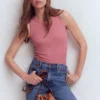 Lyra Ribbed Cotton Tank Heather Rose Lyra Ribbed Cotton Tank Heather Rose