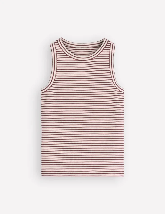 Lyra Ribbed Cotton Tank Ivory & Brown Stripe Lyra Ribbed Cotton Tank Ivory & Brown Stripe