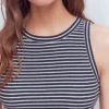 Lyra Ribbed Cotton Tank Navy & Ivory Stripe Lyra Ribbed Cotton Tank Navy & Ivory Stripe
