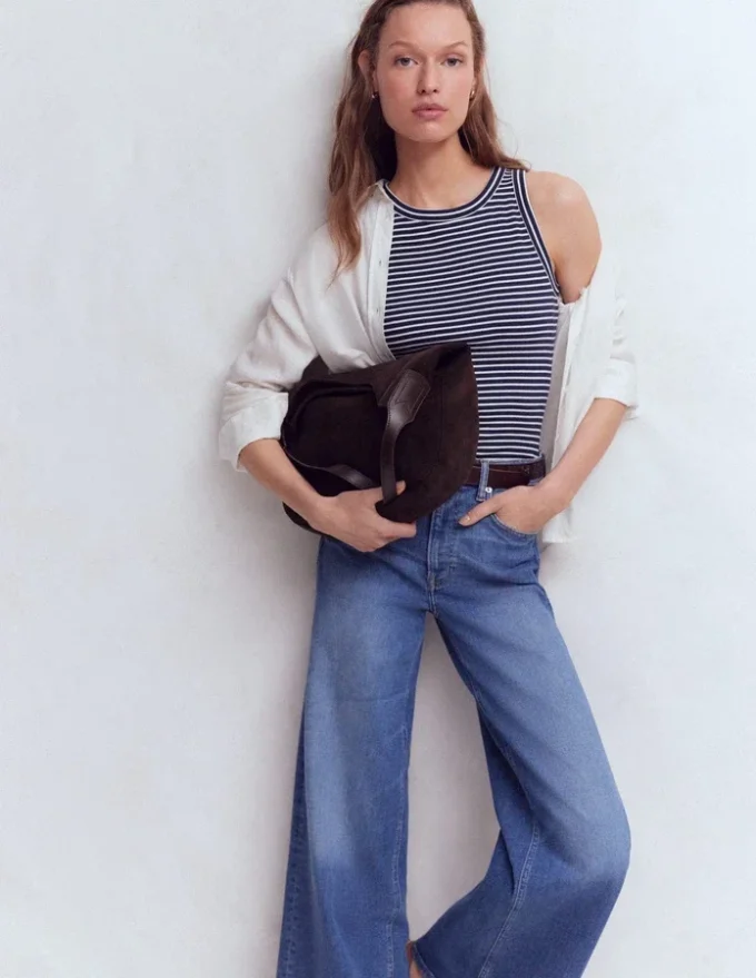 Lyra Ribbed Cotton Tank Navy & Ivory Stripe Lyra Ribbed Cotton Tank Navy & Ivory Stripe