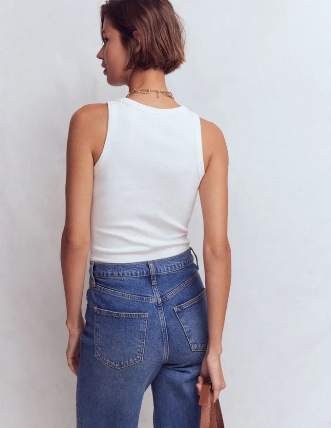 Lyra Ribbed Cotton Tank White Lyra Ribbed Cotton Tank White