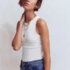 Lyra Ribbed Cotton Tank White Lyra Ribbed Cotton Tank White