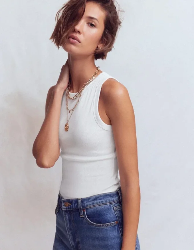 Lyra Ribbed Cotton Tank White Lyra Ribbed Cotton Tank White