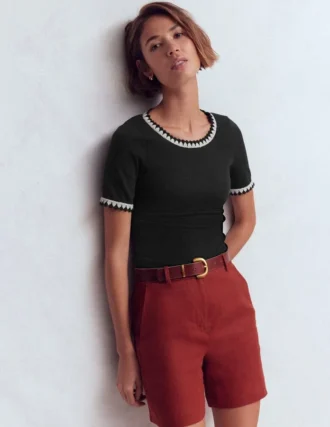 Maddie Trim Detail T-Shirt Black