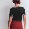 Maddie Trim Detail T-Shirt Black