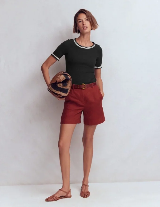 Maddie Trim Detail T-Shirt Black