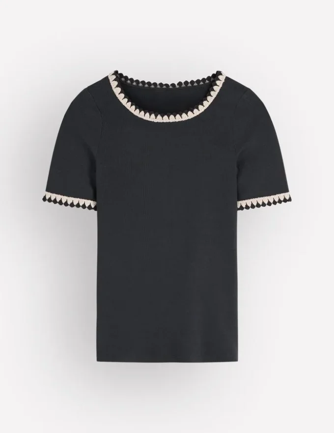 Maddie Trim Detail T-Shirt Black