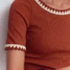 Maddie Trim Detail T-Shirt Burnt Orange