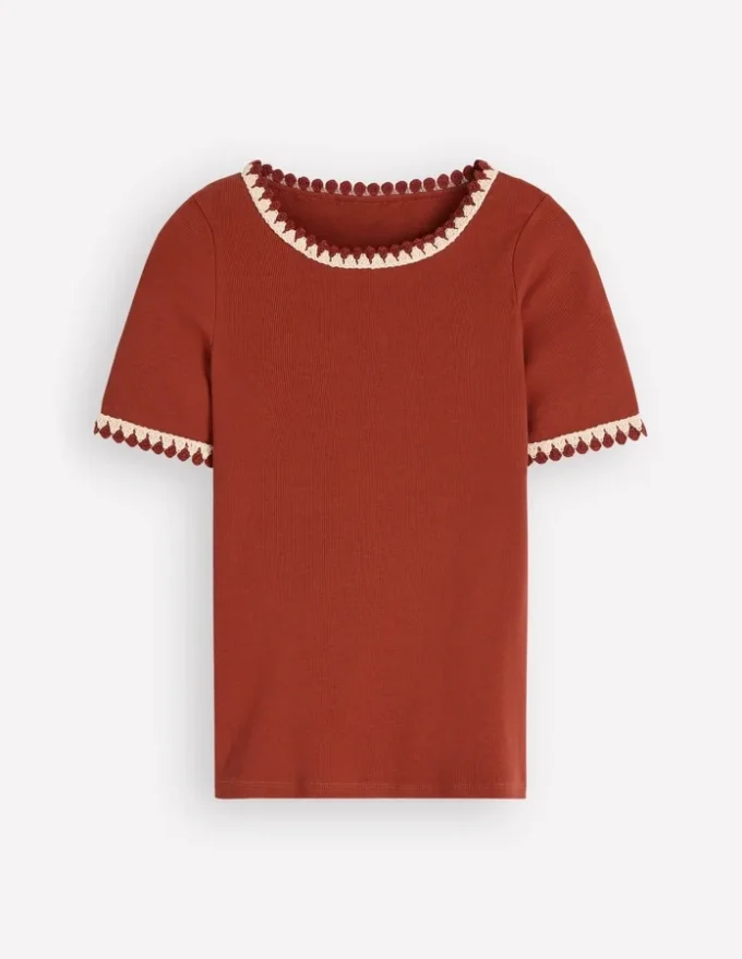 Maddie Trim Detail T-Shirt Burnt Orange