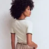 Maddie Trim Detail T-Shirt Ivory with Black