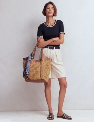 Maddie Trim Detail T-Shirt Navy