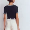 Maddie Trim Detail T-Shirt Navy