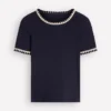 Maddie Trim Detail T-Shirt Navy