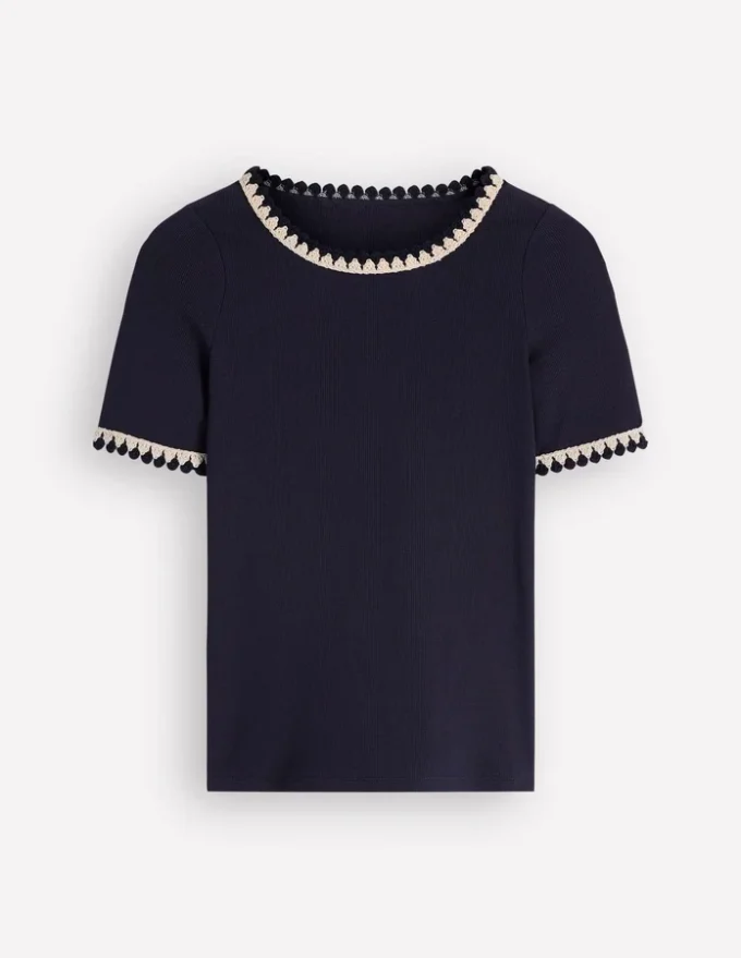 Maddie Trim Detail T-Shirt Navy