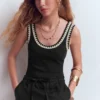Maddie Trim Detail Vest Black Maddie Trim Detail Vest Black