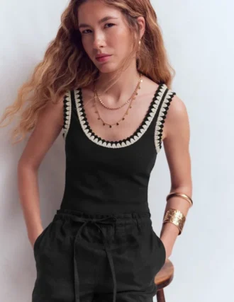 Maddie Trim Detail Vest Black Maddie Trim Detail Vest Black