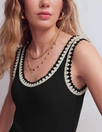 Maddie Trim Detail Vest Black Maddie Trim Detail Vest Black