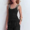 Maddie Trim Detail Vest Black Maddie Trim Detail Vest Black