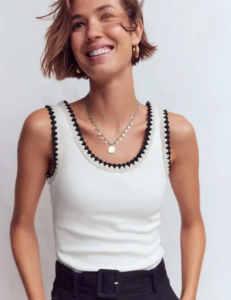 Maddie Trim Detail Vest Ivory Maddie Trim Detail Vest Ivory