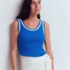 Maddie Trim Detail Vest Kingfisher Blue Maddie Trim Detail Vest Kingfisher Blue