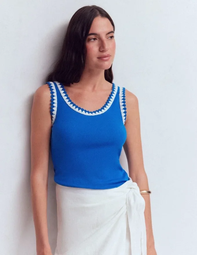 Maddie Trim Detail Vest Kingfisher Blue Maddie Trim Detail Vest Kingfisher Blue