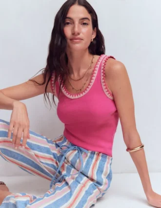 Maddie Trim Detail Vest Pink Peony Maddie Trim Detail Vest Pink Peony