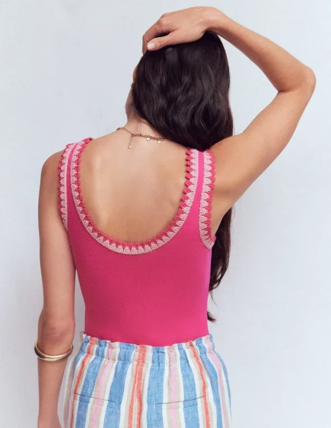 Maddie Trim Detail Vest Pink Peony Maddie Trim Detail Vest Pink Peony