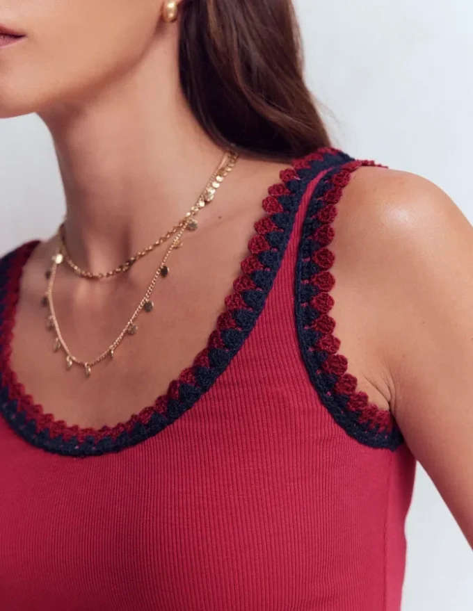 Maddie Trim Detail Vest Terracotta Red Maddie Trim Detail Vest Terracotta Red