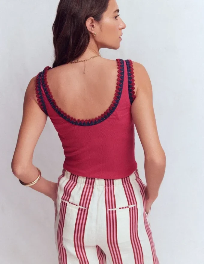Maddie Trim Detail Vest Terracotta Red Maddie Trim Detail Vest Terracotta Red