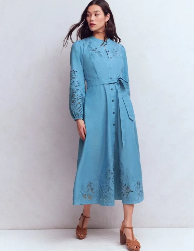 Mae Linen Blend Shirt Dress Blue Heaven Mae Linen Blend Shirt Dress Blue Heaven