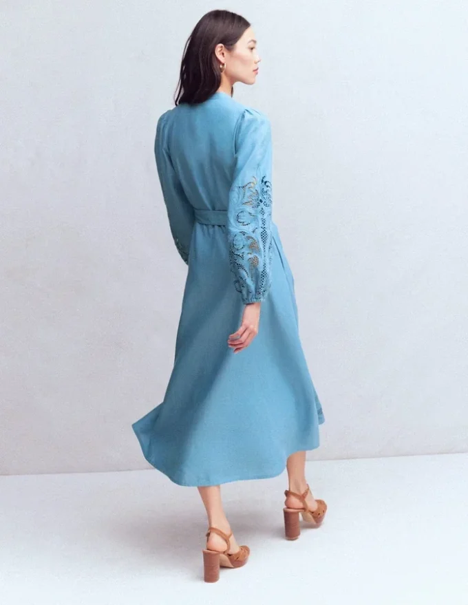 Mae Linen Blend Shirt Dress Blue Heaven Mae Linen Blend Shirt Dress Blue Heaven