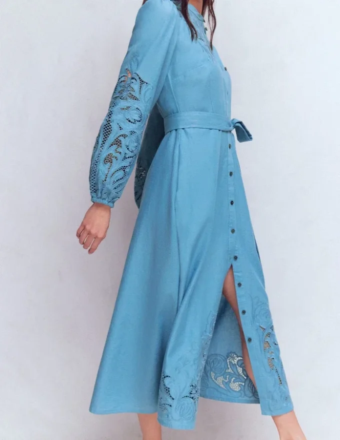 Mae Linen Blend Shirt Dress Blue Heaven Mae Linen Blend Shirt Dress Blue Heaven