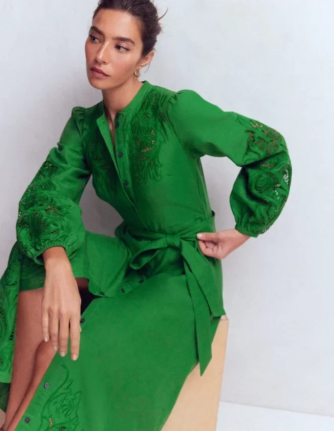 Mae Linen Blend Shirt Dress Highland Green Mae Linen Blend Shirt Dress Highland Green