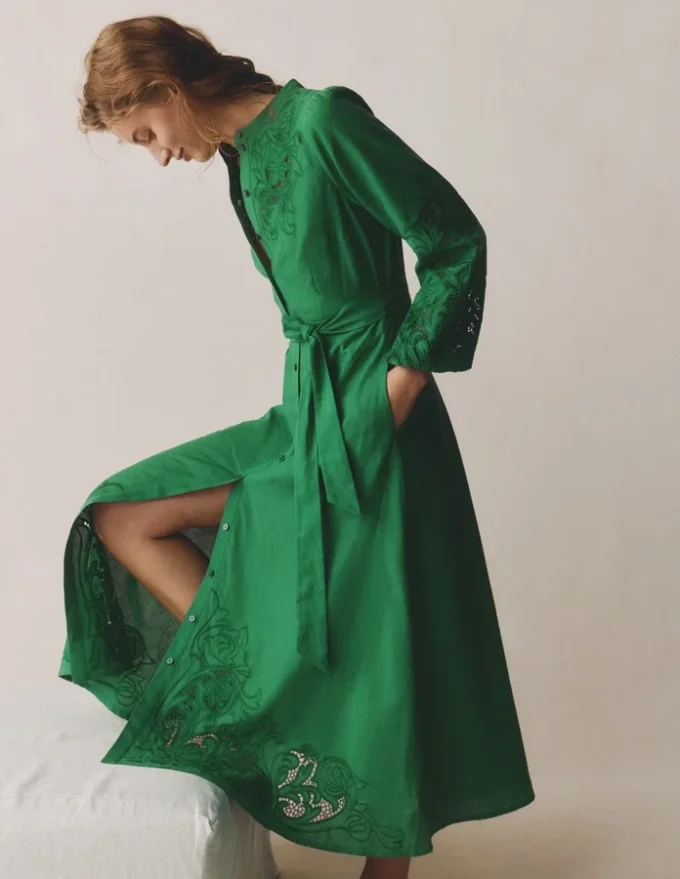 Mae Linen Blend Shirt Dress Highland Green Mae Linen Blend Shirt Dress Highland Green