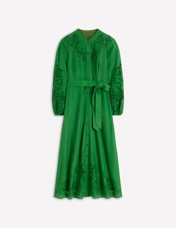 Mae Linen Blend Shirt Dress Highland Green Mae Linen Blend Shirt Dress Highland Green