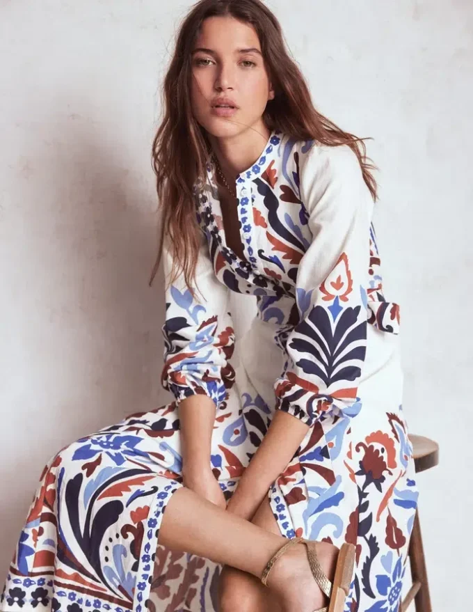 Mae Linen Blend Shirt Dress Multi, Elaborate Garden Mae Linen Blend Shirt Dress Multi, Elaborate Garden