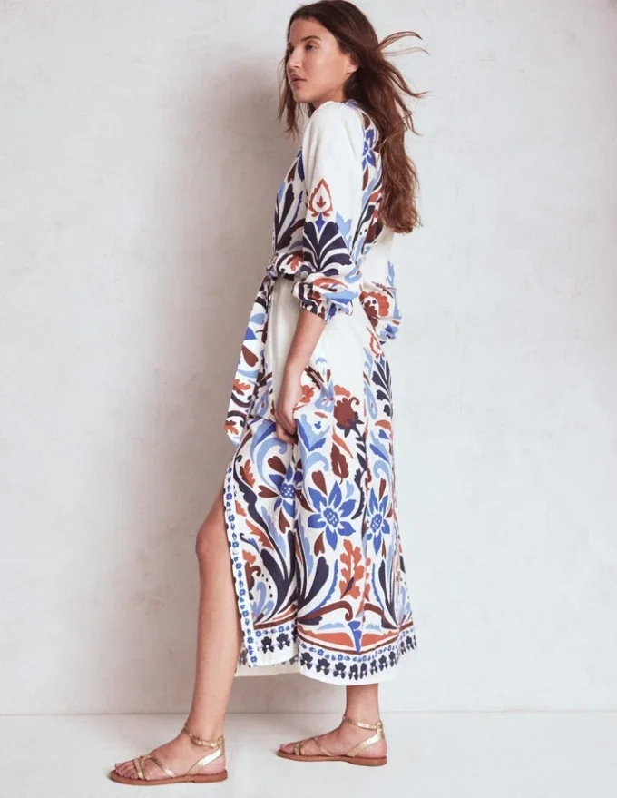 Mae Linen Blend Shirt Dress Multi, Elaborate Garden Mae Linen Blend Shirt Dress Multi, Elaborate Garden