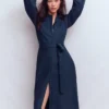 Mae Linen Blend Shirt Dress Navy Mae Linen Blend Shirt Dress Navy