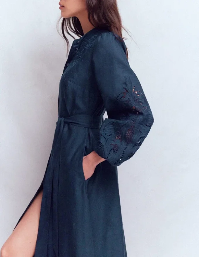 Mae Linen Blend Shirt Dress Navy Mae Linen Blend Shirt Dress Navy