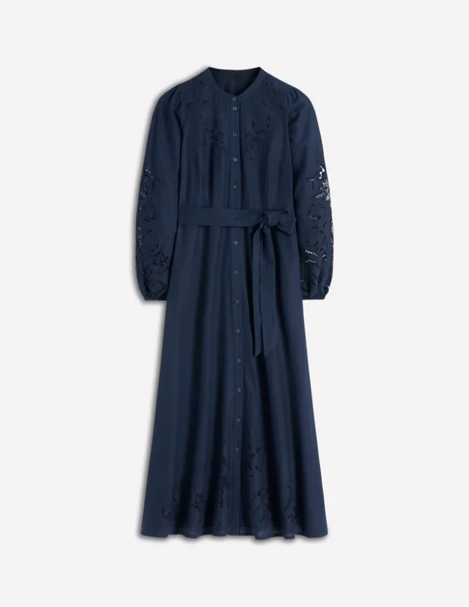 Mae Linen Blend Shirt Dress Navy Mae Linen Blend Shirt Dress Navy
