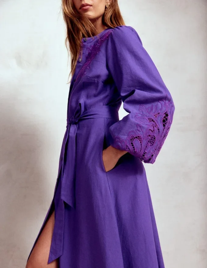Mae Linen Blend Shirt Dress Royal Purple Mae Linen Blend Shirt Dress Royal Purple