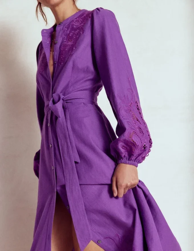 Mae Linen Blend Shirt Dress Royal Purple Mae Linen Blend Shirt Dress Royal Purple
