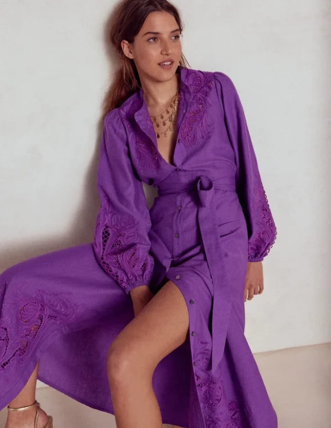 Mae Linen Blend Shirt Dress Royal Purple Mae Linen Blend Shirt Dress Royal Purple
