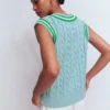 Maeve Cable V Neck Tank Blue, Green Maeve Cable V Neck Tank Blue, Green